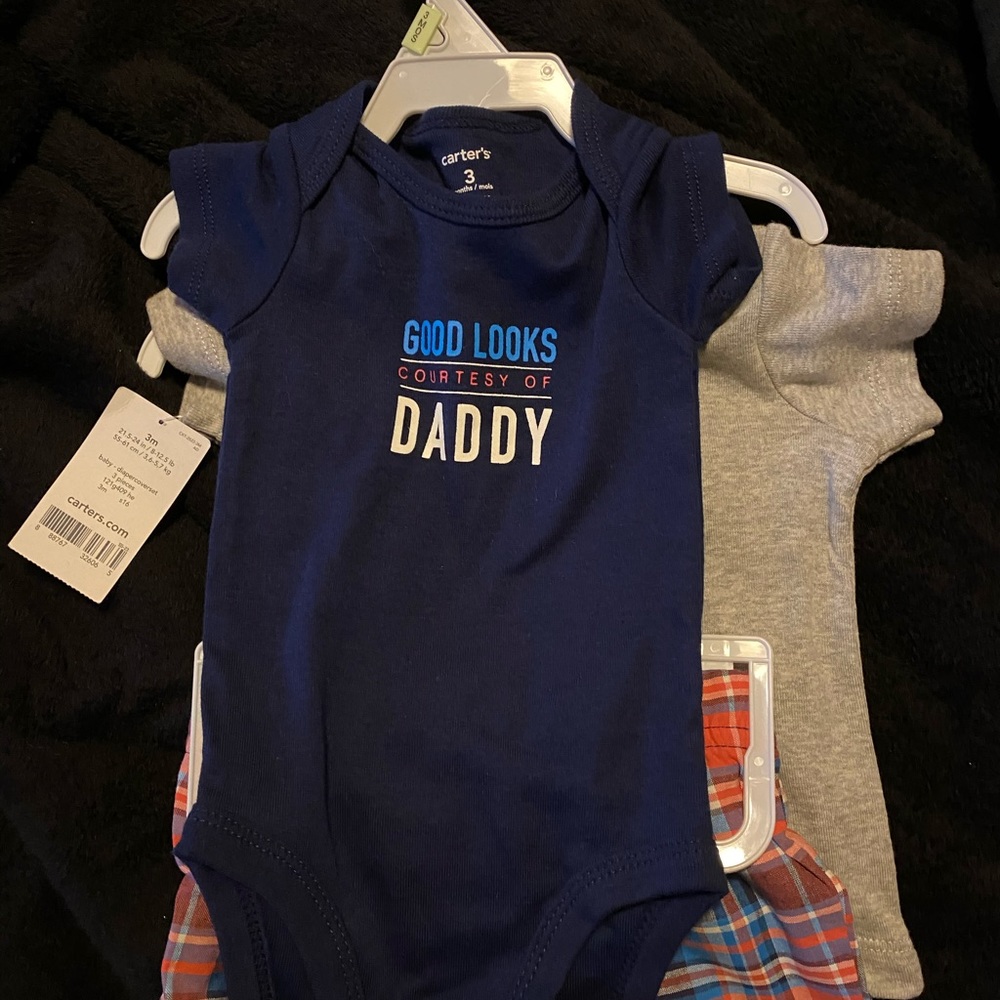 Carters 3 month shorts, shirt, and onesie set